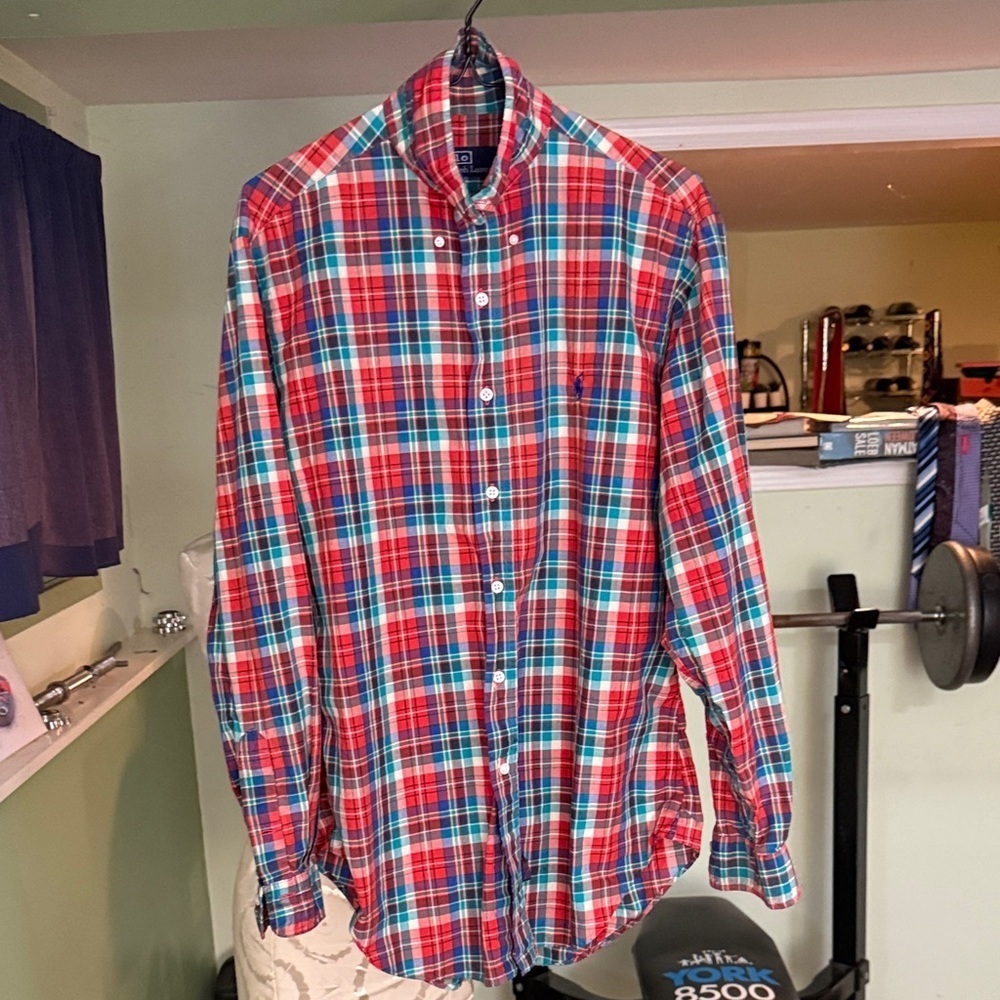 Polo Ralph Lauren Red and Blue Checkered Shirt, medium, plaid